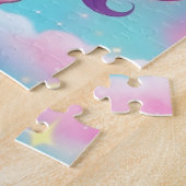 キュートピンクグリッターパーソナライズされたユニコーン ジグソーパズル (側面)