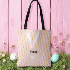 キュートピンクグリーンハッピーイースターニンジンとバニー トートバッグ