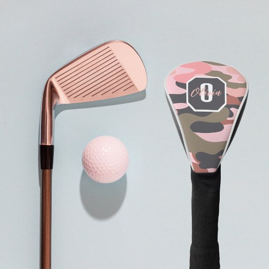 キュートピンクグリーン迷彩柄ミニマルパーソナライズされたリスト ゴルフヘッドカバー