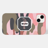 キュートピンクグリーン迷彩柄ミニマルパーソナライズされたリスト Case-Mate iPhoneケース (裏面 (横))