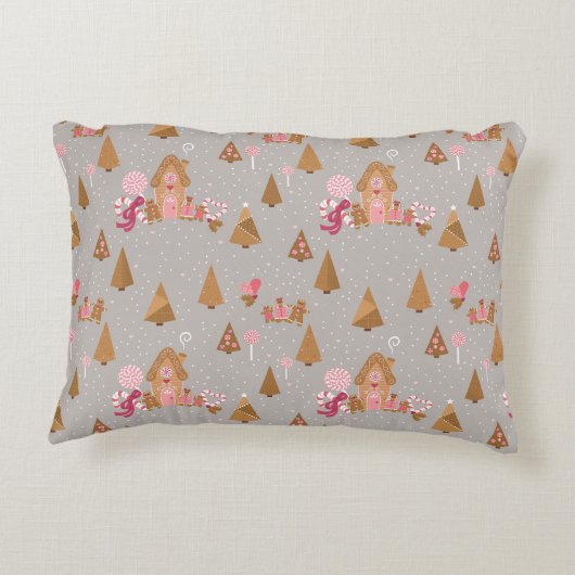 キュートピンクグレージンジャーブレッド装飾用クッション アクセントクッション (裏面)