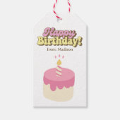 キュートピンクケーキ及びキャンドルハッピーバースデー ギフトタグ (正面)