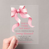 キュートピンクコケットボウブライダルシャワー アクリル招待状 (インサイチュ (ポータブル))