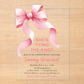 キュートピンクコケットボウブライダルシャワー アクリル招待状 (正面)