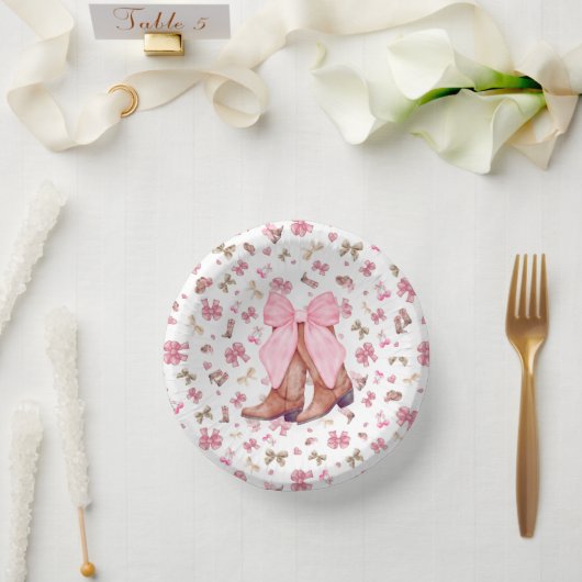 キュートピンクコケット女性のカーボーイブーツ&ボウパーティー ペーパーボウル (ウェディング)