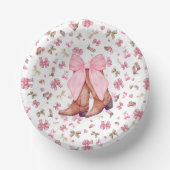 キュートピンクコケット女性のカーボーイブーツ&ボウパーティー ペーパーボウル (正面)