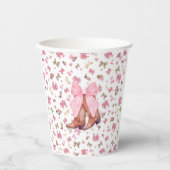 キュートピンクコケット女性のカーボーイブーツ&ボウパーティー 紙コップ (正面)