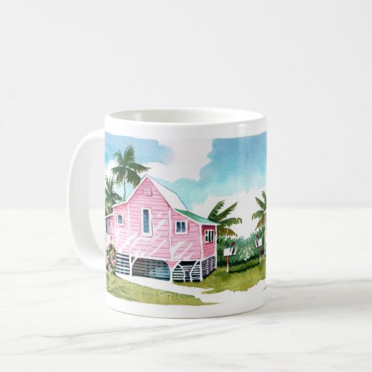 キュートピンクコテージオンフォートマイヤーズビーチマグ コーヒーマグカップ (正面左)