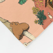 キュートピンクコテージコアフローラマッシュルームハウスプリント フリースブランケット (角)