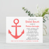 キュートピンクコーラルボートいかり航海のブライダルシャワー 招待状 (スタンド正面)