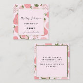 キュートピンクサマーフルーツベリーパターン栄養士 スクエア名刺 (正面/裏面)