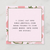 キュートピンクサマーフルーツベリーパターン栄養士 スクエア名刺 (裏面)