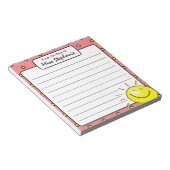 キュートピンクサンシャインスマイル顔from先生 ノートパッド (アングル)