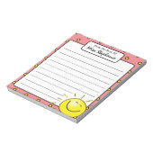 キュートピンクサンシャインスマイル顔from先生 ノートパッド (回転)