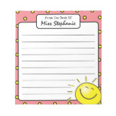 キュートピンクサンシャインスマイル顔from先生 ノートパッド (正面)