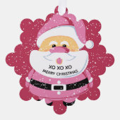 キュートピンクサンタクロースカスタムクリスマス オーナメントカード (正面)