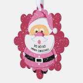 キュートピンクサンタクロースカスタムクリスマス オーナメントカード (左)