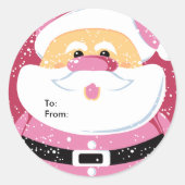 キュートピンクサンタクロースカスタムステッカーギフトラベル ラウンドシール (正面)