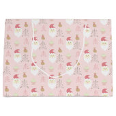 キュートピンクサンタホリデーパターン ラージペーパーバッグ (正面)