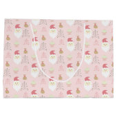 キュートピンクサンタホリデーパターン ラージペーパーバッグ (裏面)