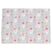 キュートピンクサンタホリデーパターン ラージペーパーバッグ (正面)