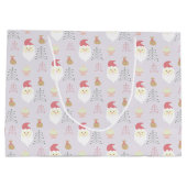 キュートピンクサンタホリデーパターン ラージペーパーバッグ (裏面)