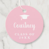 キュートピンクシンプルのモルタル板モダン卒業 フェイバータグ (正面)