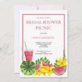 キュートピンクスイカブライダルシャワーピクニック 招待状 (正面)