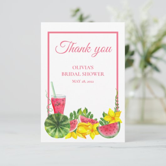 キュートピンクスイカブライダルシャワー サンキューカード (スタンド正面)