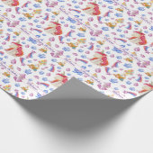 キュートピンクスターズ名ユニコーンパーソナライズされた誕生日 ラッピングペーパー (角)