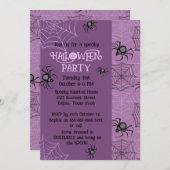 キュートピンクスパイダーハローウィンパーティ招待状 招待状 (正面/裏面)