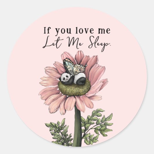 キュートピンクスリーピングパンダベアーフェアリー装飾用クッション ラウンドシール (正面)