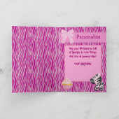 キュートピンクゼブラ&カップケーキ(内側)誕生日カード カード (内部)