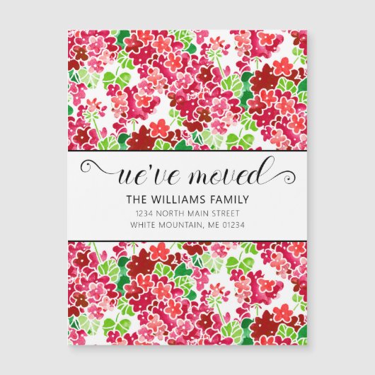 キュートピンクゼラニウム水色フローラ移動磁石 (正面)