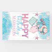 キュートピンクターコイズサマープール誕生日 横断幕 (横)