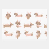 キュートピンクダックスシャンドクリスマスラッピング紙 ラッピングペーパーシート (正面3)