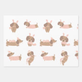 キュートピンクダックスシャンドクリスマスラッピング紙 ラッピングペーパーシート (正面2)