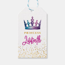 キュートピンクティアラカラフルプリンセスクラウンウォーター色 ギフトタグ
