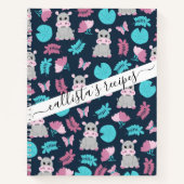 キュートピンクティール（緑がかった色）ヒッポフローラバタフライリリパッド ノートブック (正面)