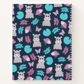 キュートピンクティール（緑がかった色）ヒッポフローラバタフライリリパッド ノートブック (裏面)