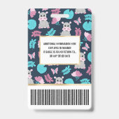 キュートピンクティール（緑がかった色）ヒッポフローラバタフライリリパッド バッジ (Back)