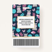 キュートピンクティール（緑がかった色）ヒッポフローラバタフライリリパッド バッジ (裏面)