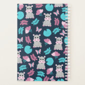 キュートピンクティール（緑がかった色）ヒッポフローラバタフライリリパッド プランナー手帳 (裏面)