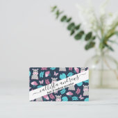 キュートピンクティール（緑がかった色）ヒッポフローラバタフライリリパッド 名刺 (スタンド正面)