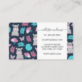 キュートピンクティール（緑がかった色）ヒッポフローラバタフライリリパッド 名刺 (裏面)