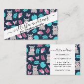 キュートピンクティール（緑がかった色）ヒッポフローラバタフライリリパッド 名刺 (正面/裏面)