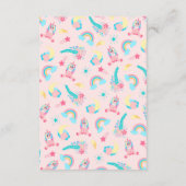 キュートピンクティール（緑がかった色）ユニコーンレインボーフローラスター エンクロージャーカード (裏面)