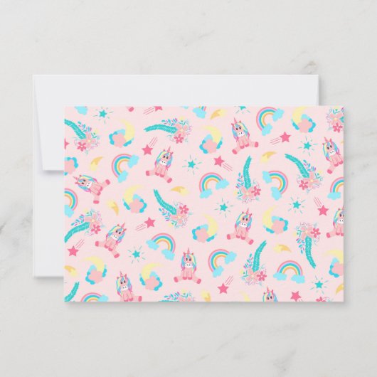 キュートピンクティール（緑がかった色）ユニコーンレインボーフローラスター セーブザデート (裏面)