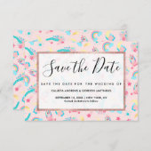 キュートピンクティール(緑がかった色)ユニコーンレインボーフローラスター セーブザデート (正面/裏面)