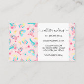 キュートピンクティール(緑がかった色)ユニコーンレインボーフローラスター 名刺 (裏面)